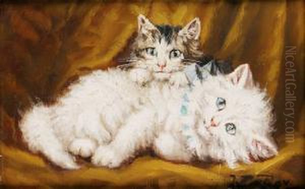 Les Deux Chatons Oil Painting by Jules Leroy