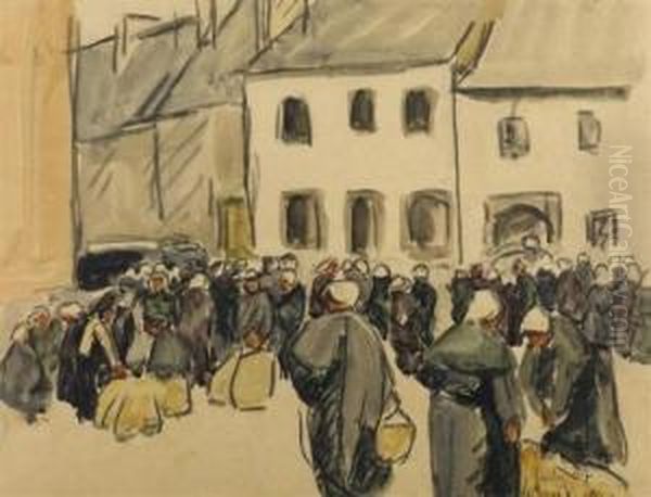 Der Marktplatz. 1897. Oil Painting by Maurice Le Scouezec