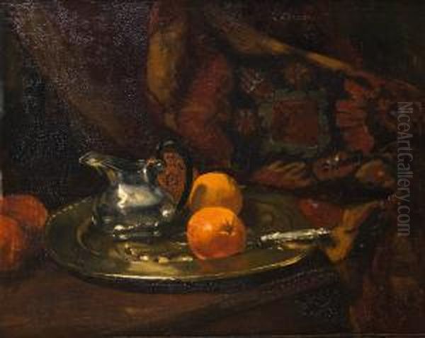 Nature Morte Aux Fruits Oil Painting by Gustave Edouard Le Senechal De Kerdreoret