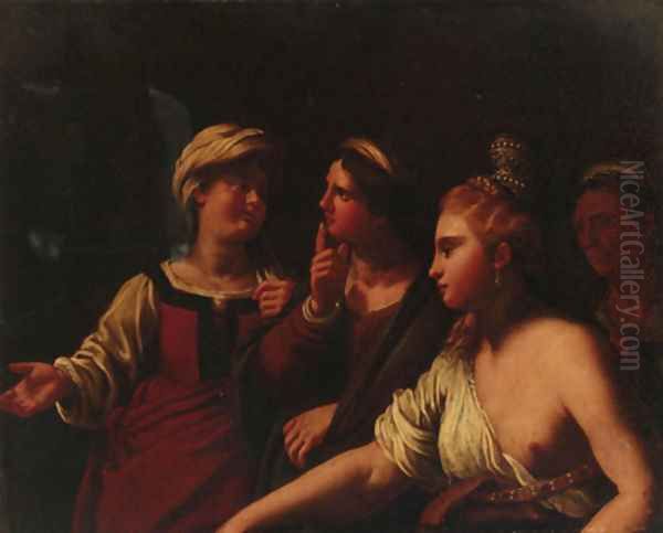 A lady with her attendants Oil Painting by Guido Cagnacci