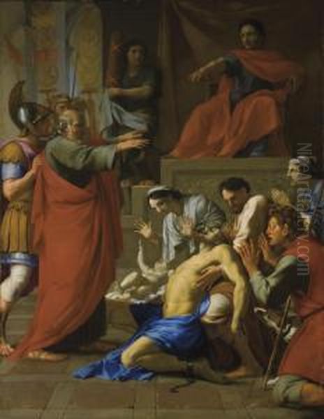 The Miracle Of Saint Paul Oil Painting by Eustache Le Sueur