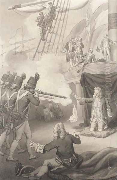 The execution of Admiral John Byng, 14th March, 1757 Oil Painting by John the Elder Cleveley