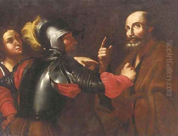 The denial of Saint Peter Oil Painting by Michelangelo Merisi Da Caravaggio