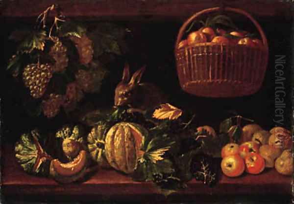 Fruits Oil Painting by Michele Pace Del (Michelangelo di) Campidoglio