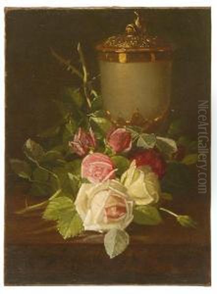 Still Life With Roses Oil Painting by Edward Chalmers Leavitt