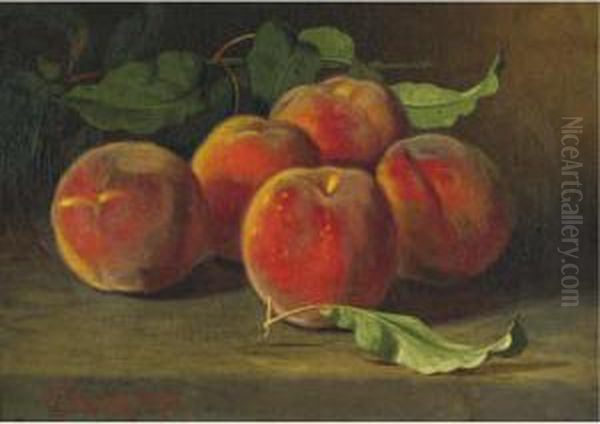 Still Life With Peaches Oil Painting by Edward Chalmers Leavitt