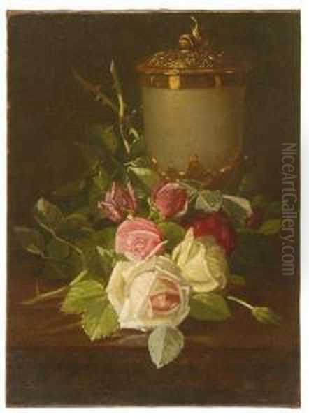 Still Life With Roses. Oil Painting by Edward Chalmers Leavitt