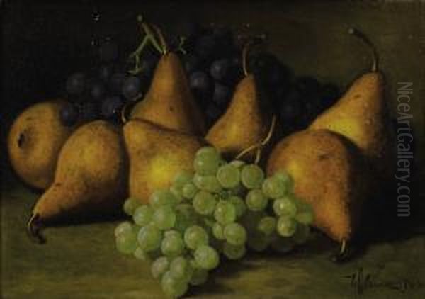 Still Life With Grapes And Yellow Pears Oil Painting by Edward Chalmers Leavitt