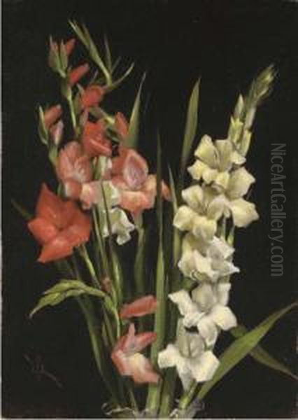 Still Life With Gladiolas Oil Painting by Edward Chalmers Leavitt