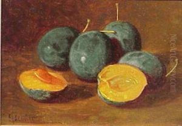 Plums Oil Painting by Edward Chalmers Leavitt