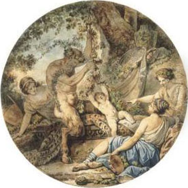 The Education Of Bacchus Oil Painting by Jean Jacques Francois Le Barbier