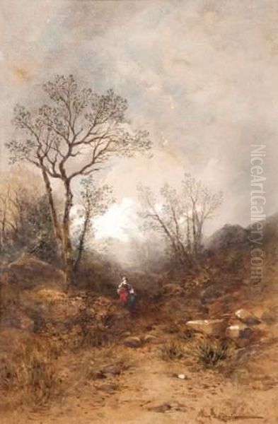 La Bergere Et Le Patre Oil Painting by Hippolyte Lebas