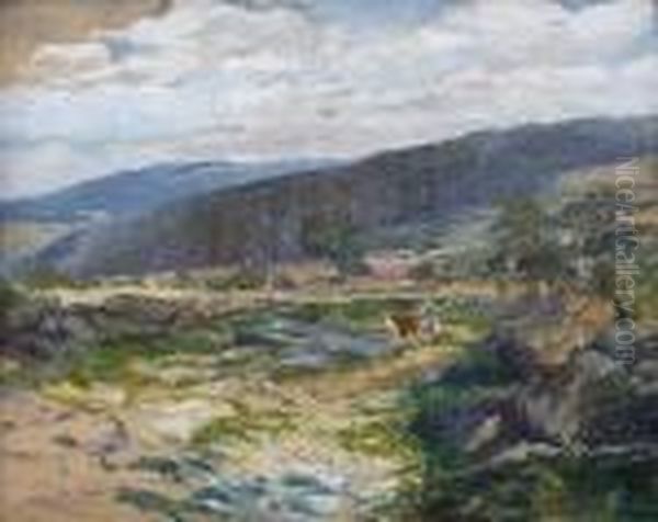 Krajina Oil Painting by Otakar Lebeda