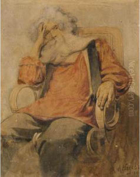 Resting Peasant Oil Painting by Klavdiy Vasilievich Lebedev