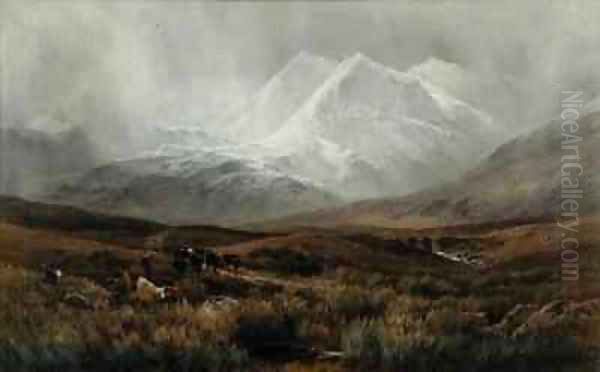 Snowstorm over Snowdon Oil Painting by James Jackson Curnock