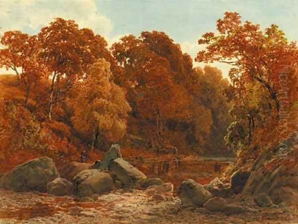 A quiet pool on the Llugwy Oil Painting by James Jackson Curnock