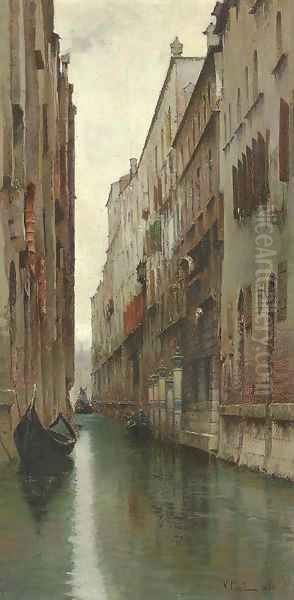 A Quiet Canal, Venice Oil Painting by Vincenzo Caprile