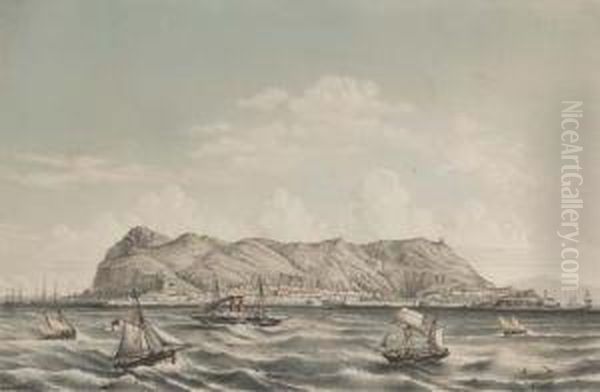 Gibraltar Oil Painting by Louis Lebreton