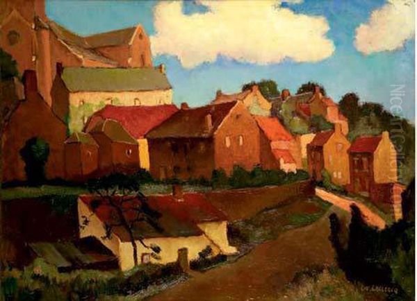 Maison A Hozemont , Chemin A La Maison Blanche, Belgique, Circa 1944-45 Oil Painting by Lucien, Luc Leclercq