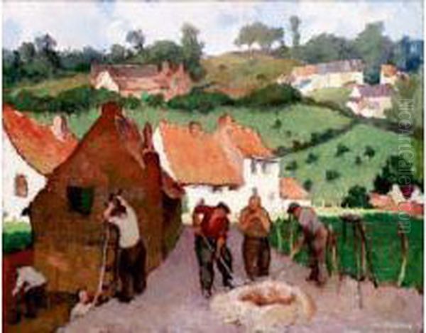 L'entree Du Village Oil Painting by Lucien, Luc Leclercq