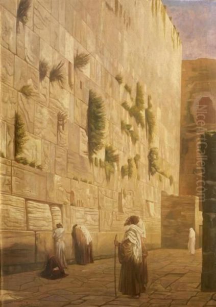 The Wailing Wall In Jerusalem Oil Painting by Jean-Jules-Antoine Lecomte du Nouy