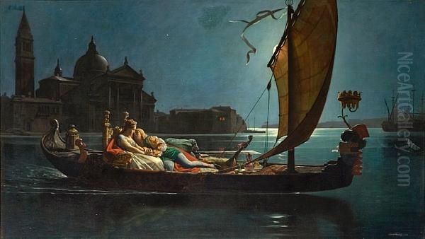 La Lune De Miel A Venise Oil Painting by Jean-Jules-Antoine Lecomte du Nouy