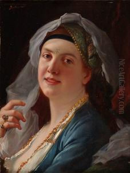 Portraitde Femme Orientale Oil Painting by Jean-Jules-Antoine Lecomte du Nouy