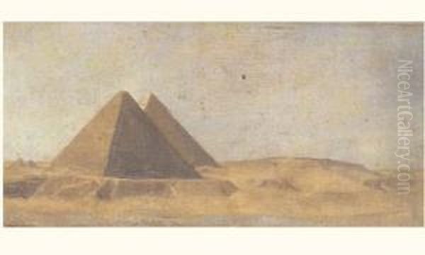 Egypte. Vue Des Pyramides De Gizeh Oil Painting by Jean-Jules-Antoine Lecomte du Nouy