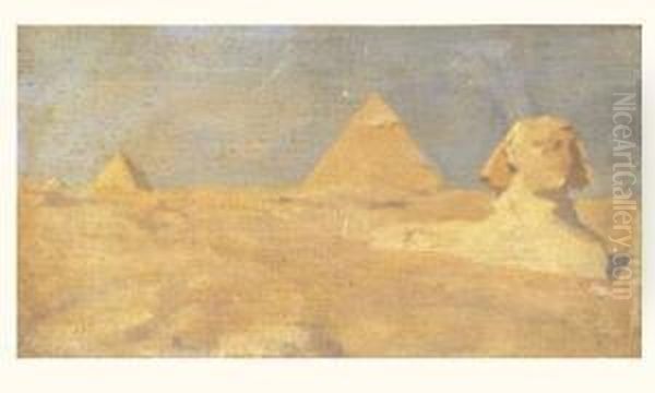 Egypte. Vue Du Sphinx Et Des Pyramides Oil Painting by Jean-Jules-Antoine Lecomte du Nouy