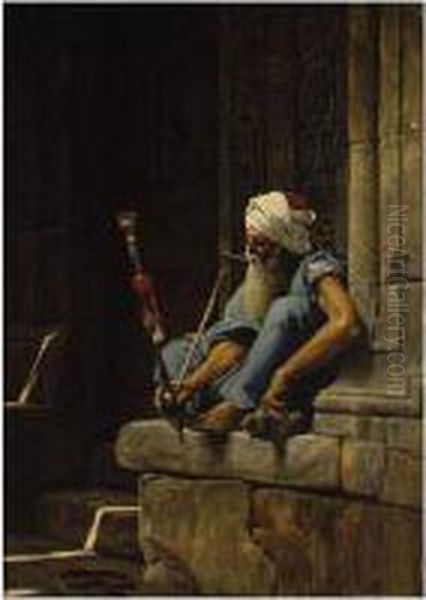 The Smoker Oil Painting by Jean-Jules-Antoine Lecomte du Nouy