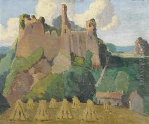 Castle Ruins In Ardennes Oil Painting by Emile Lecomte