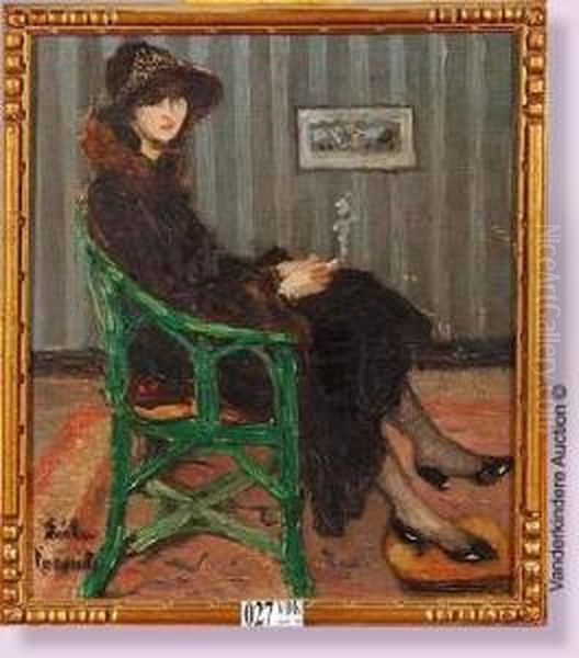 Elegante A La Cigarette Oil Painting by Emile Lecomte