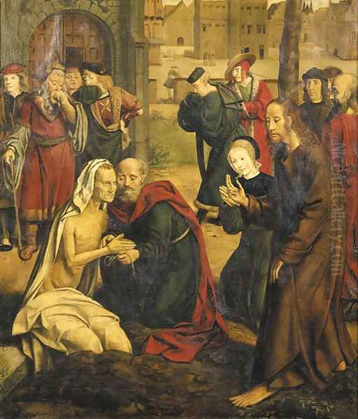 The Raising of Lazarus Oil Painting by Jan Joest Van Calcar