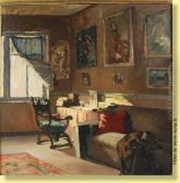 Interieur D'artiste Oil Painting by Emile Lecomte