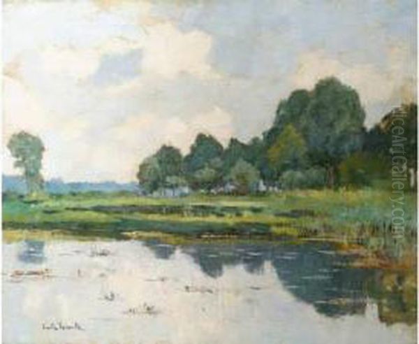 Bord D'etang Oil Painting by Emile Lecomte