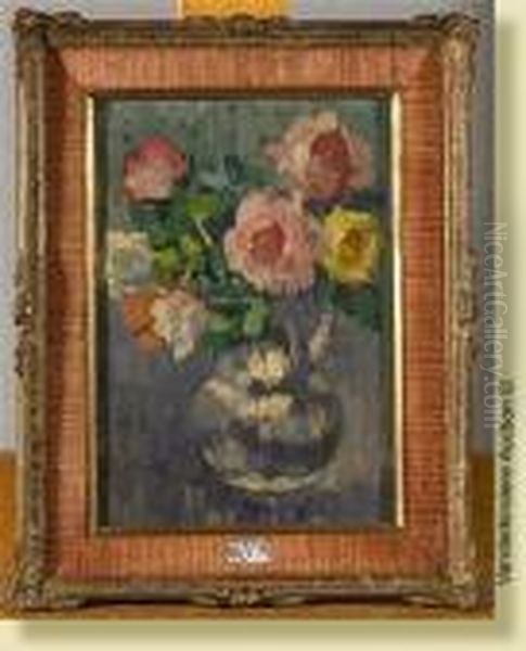 Vase De Fleurs Oil Painting by Emile Lecomte