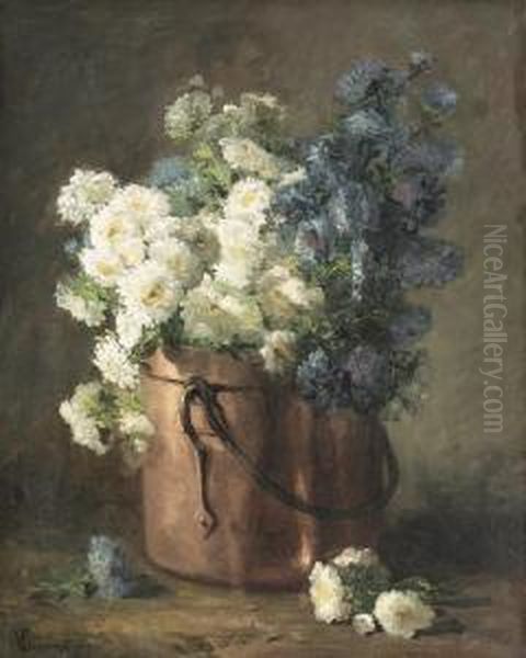 Blumenstillleben. Oil Painting by Victor Lecomte