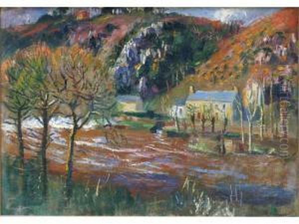 Paysage Au Torrent Oil Painting by Raymond Louis Lecourt