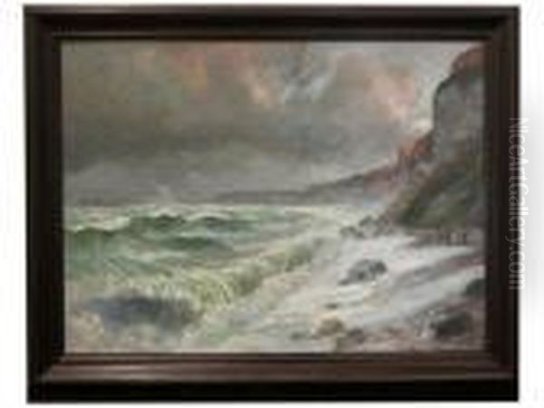 Tempete Sur La Cote Oil Painting by Raymond Louis Lecourt