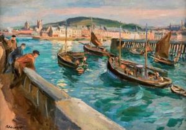 Port De Fecamp Oil Painting by Raymond Louis Lecourt