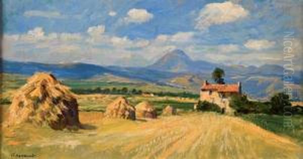 Les Meules En Auvergne Oil Painting by Raymond Louis Lecourt