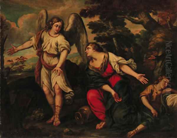 The Banishment of Hagar and Ishmael Oil Painting by Pietro Da Cortona (Barrettini)