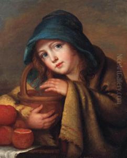 A Girl Selling Oranges Oil Painting by Jeanne-Philiberte Ledoux