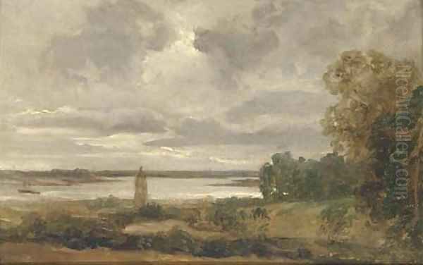 River Deben, near Woodbridge Oil Painting by Thomas Churchyard