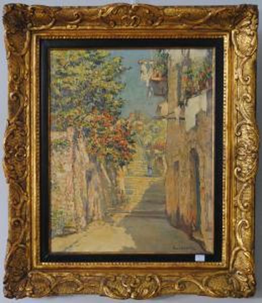 Ruelle Fleurie A Villefranche Oil Painting by Paul Leduc