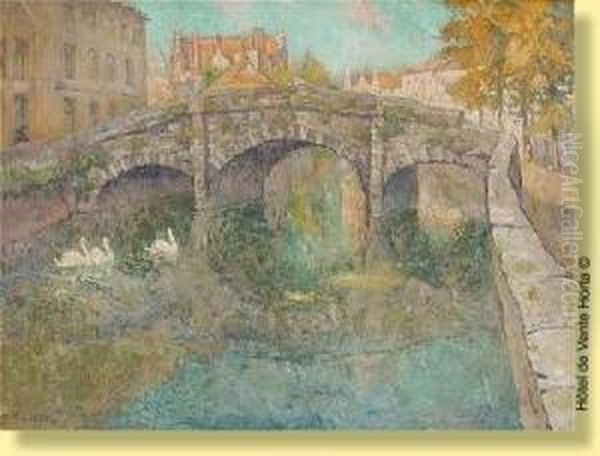 Le Pont Saint Augustin Oil Painting by Paul Leduc