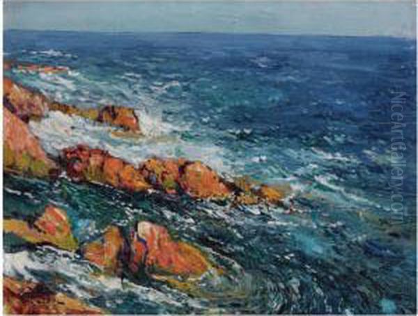 Les Rochers Rouges A L'esterel Oil Painting by Paul Leduc