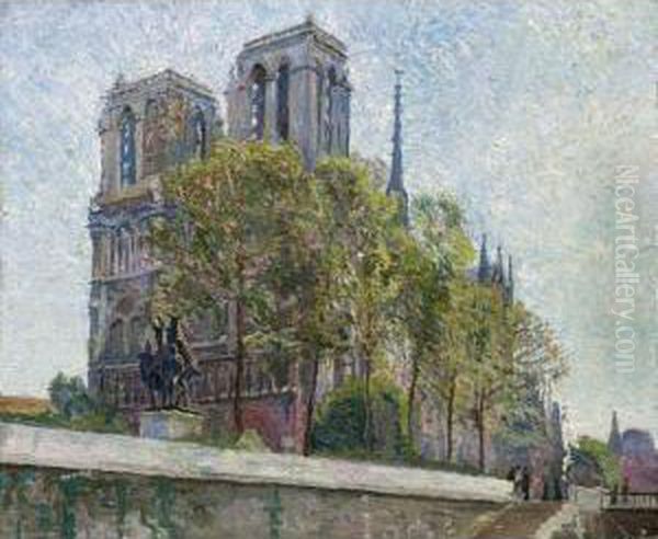 View On Notre Dame, Paris Oil Painting by Paul Leduc