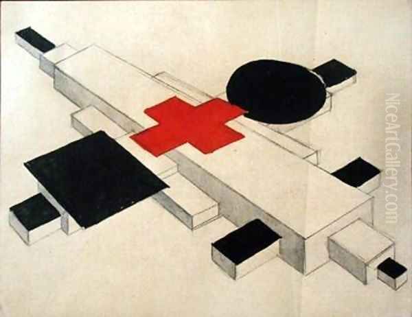 Design for a Suprematist architectural model Oil Painting by Ilya Grigorevich Chashnik