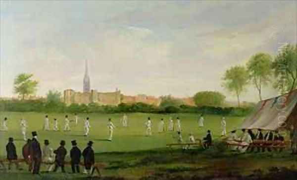 Cricket at Newark on Trent Oil Painting by J.D. Curtis